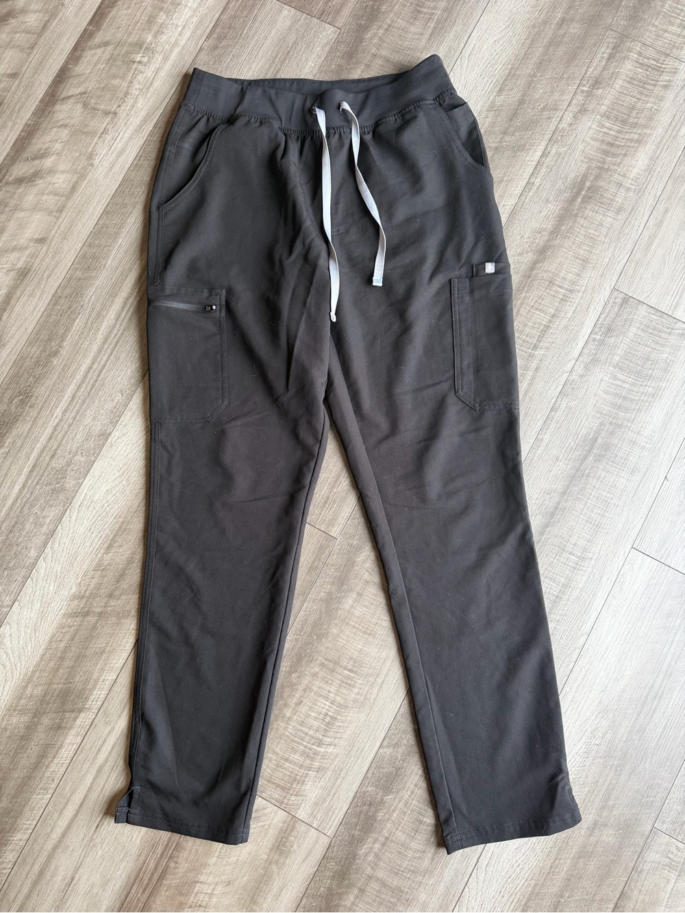 Figs Women’s Black Yola High-Rise Slim Scrub Pant Sz Large Tall Drawstring Waist